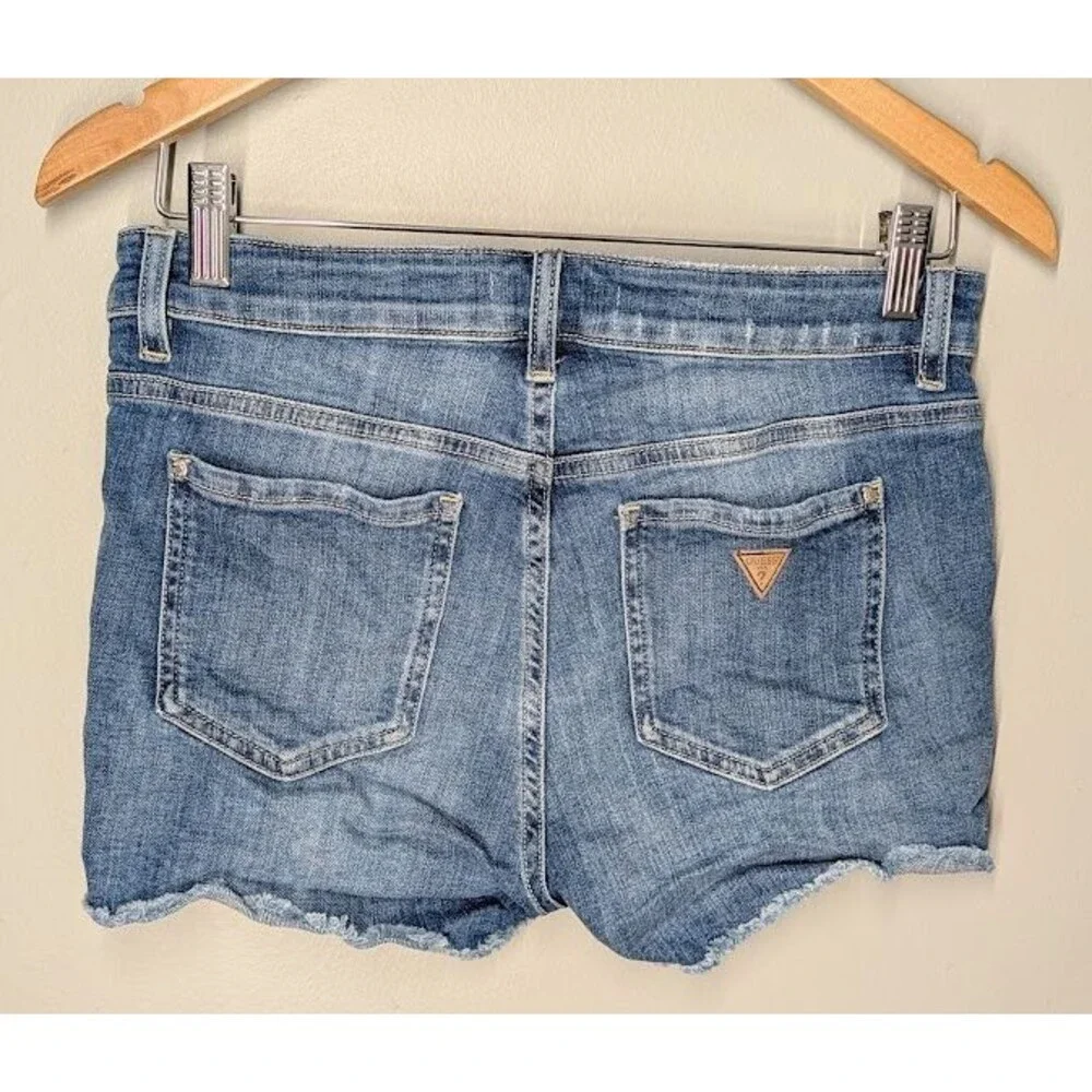 GUESS Distressed Raw Hem Blue Jean Shorts Size 28